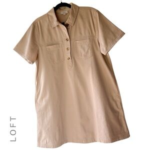 LOFT OUTLET | SHORT SLEEVE COTTON TWILL UTILITY DRESS LIKE NEW POCKETS | MEDIUM